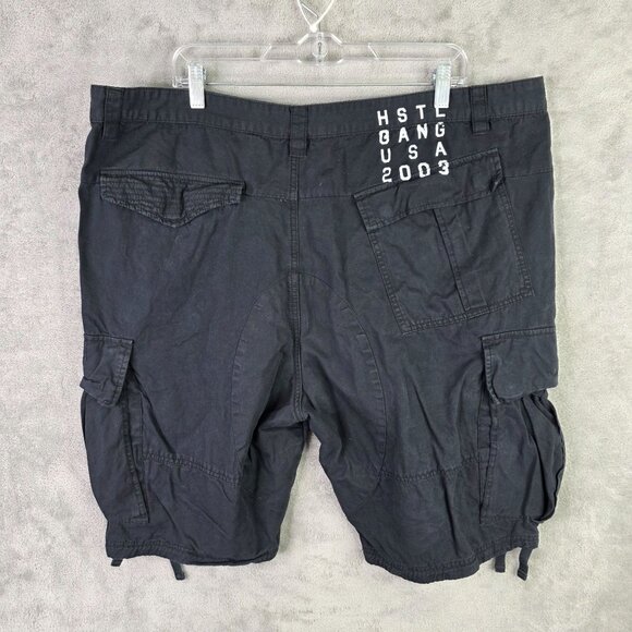Mens Hustle Gang Black Cargo Shorts 100% Cotton 11" Inseam Size 42 - Picture 6 of 10